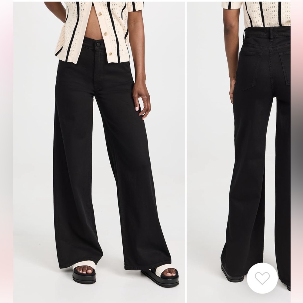 NWT DL1961 Black Coated Hepburn Wide Leg Jeans